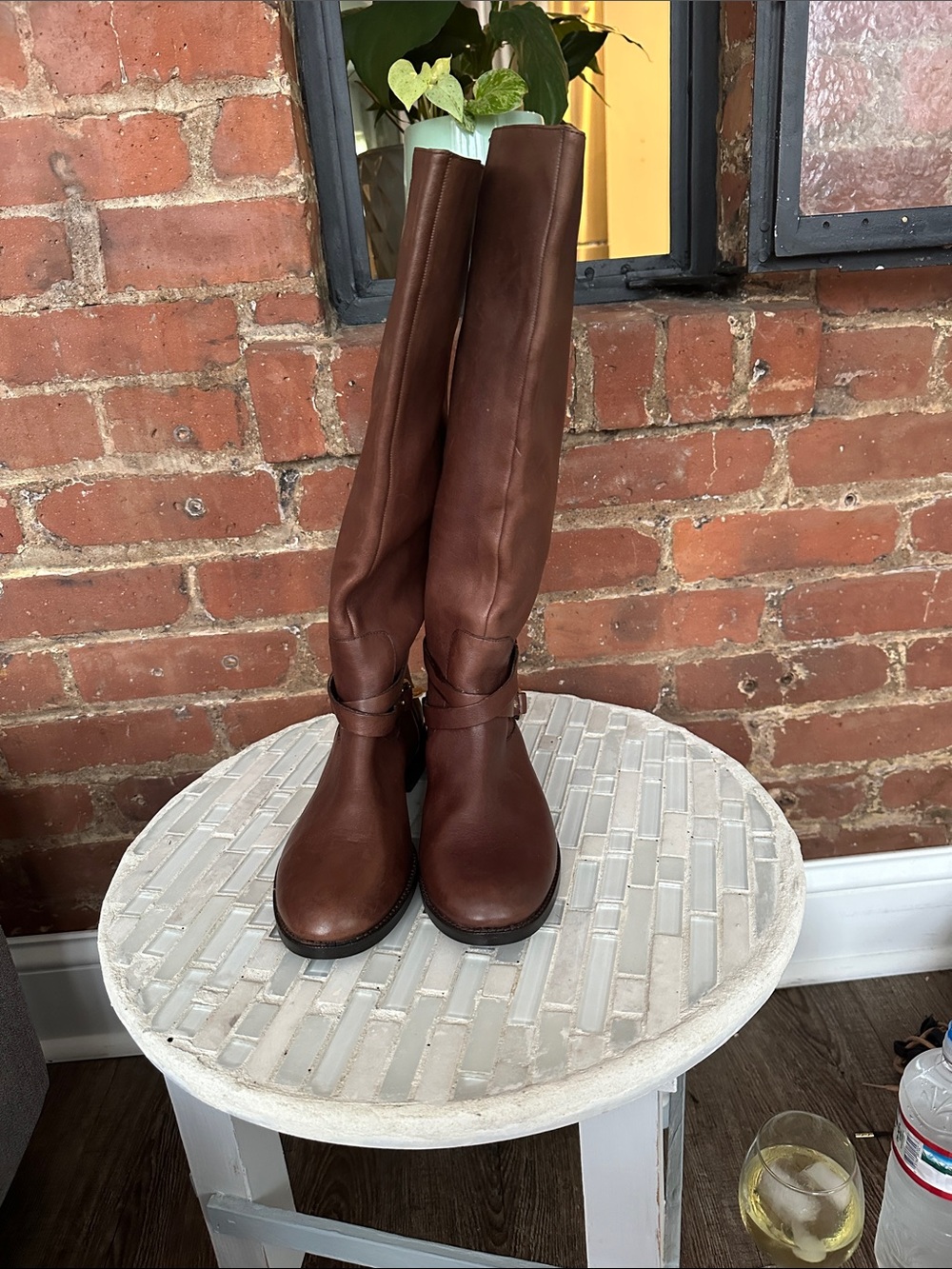 Ralph Lauren Brown Leather Over-the-Knee Boots